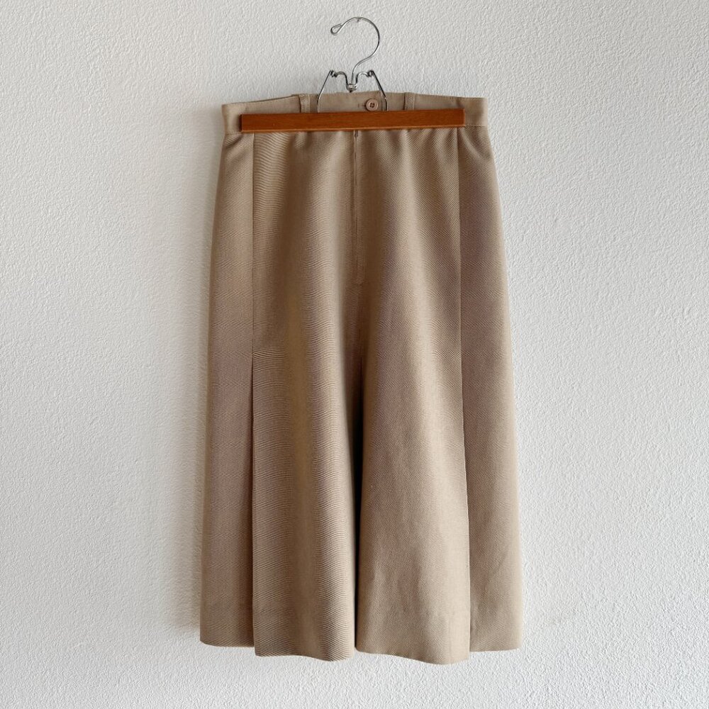 Vintage Tan Pleated Skirt Vintage Brown‎ Wool Skirt